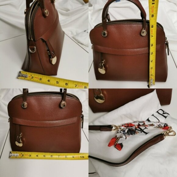 Furla Piper Small Dome Satchel Cognac Pebbled Leather - Picture 10 of 11